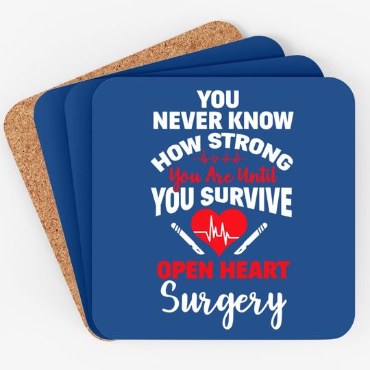 I Survived Open Heart Surgery Bypass Survivor Recovery Gift Coaster