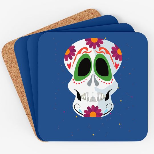 Sugar Skulls Day Of The Dead Traditional Food Latin Mexico Coaster