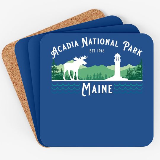 Acadia National Park Maine Hiking Camping Moose Souvenir Coaster