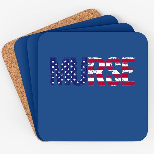 Murse Male Nurse Usa American Flag Patriotic Rn Gift Coaster
