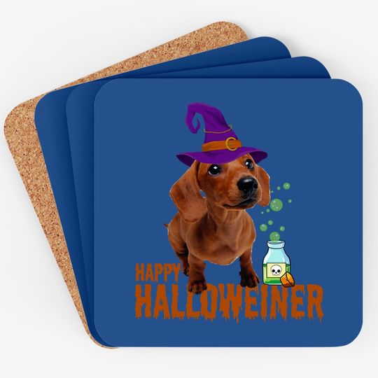 Funny Happy Halloweiner Cute Halloween Dog Lover Dachshund Coaster