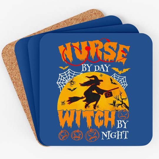 Nurse By Day Witch By Night Halloween Coaster
