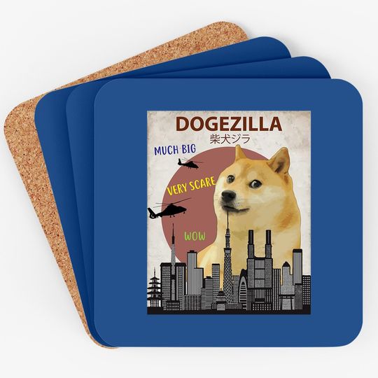 Dogezilla Funny Meme Shiba Inu Dog Coaster