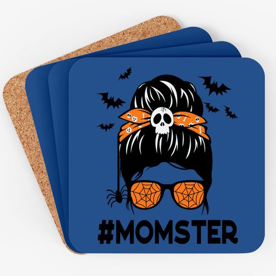 Messy Bun Mom Halloween Funny Momster Coaster