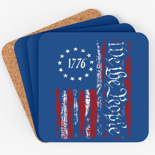 Vintage Old American Flag Patriotic 1776 We The People Usa Coaster