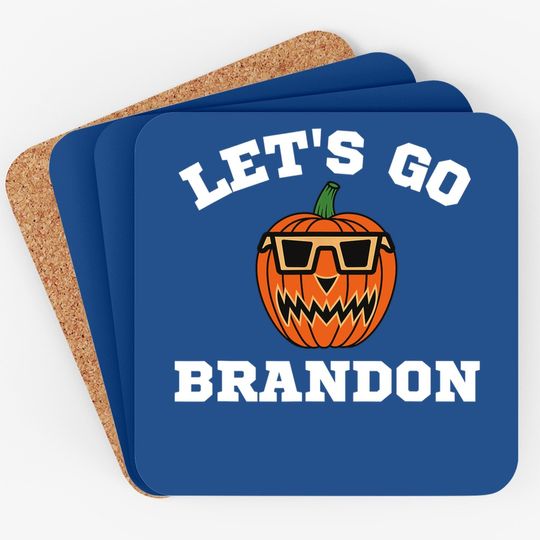 Let's Go Brandon Chant Halloween Pumpkin In Glasses Coaster
