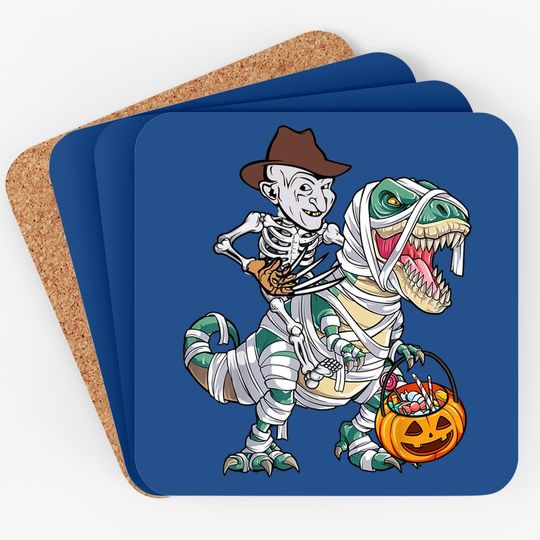 Skeleton Riding Mummy Dinosaur T-rex Halloween Freddy Krueger Coaster