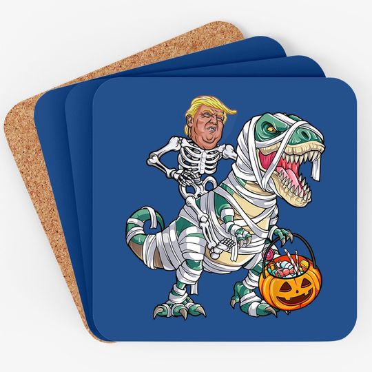 Donal Trump Riding Mummy Dinosaur T-rex Halloween Coaster