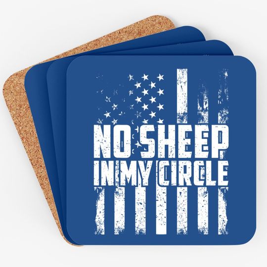 No Sheep In My Circle Funny Vintage Us Flag Coaster
