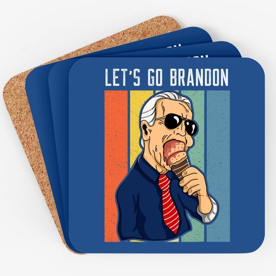 Lets Go Brandon Funny Ice Cream Cone Meme Coaster