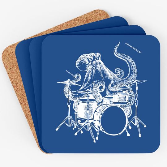 Drummer Octopus Playing Drums Coaster