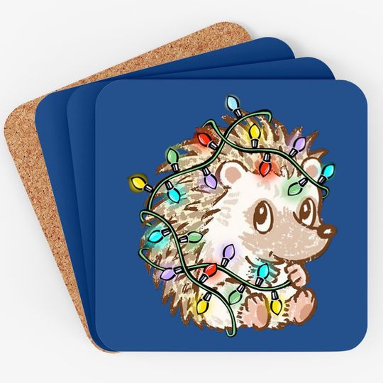 Hedgehog Christmas Colors Coaster