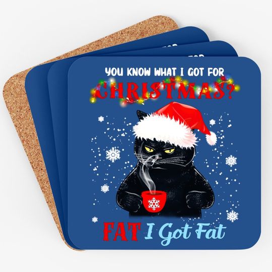 Black Cat I Got Fat For Christmas Classic Coaster