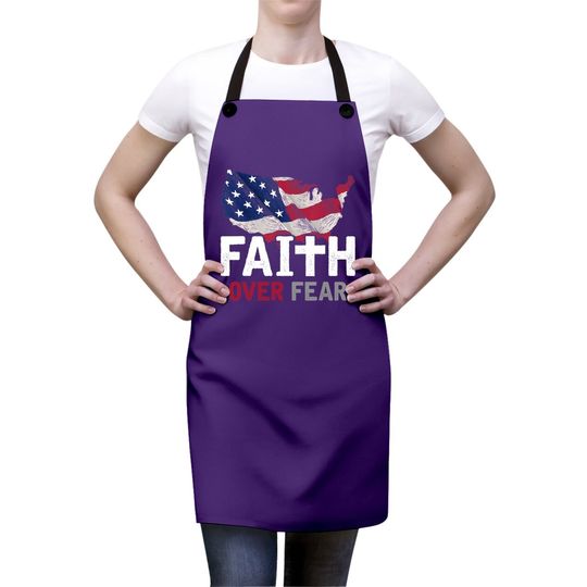 Faith Over Fear Patriotic Christian Usa Flag Lord Jesus Apron