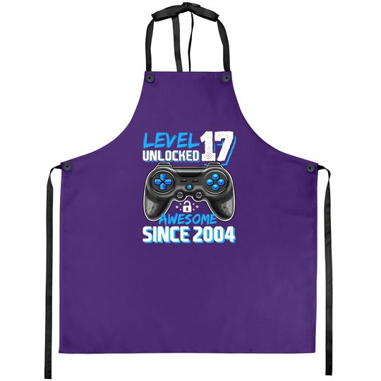 Level 17 Unlocked Awesome 2004 Video Game 17th Birthday Apron