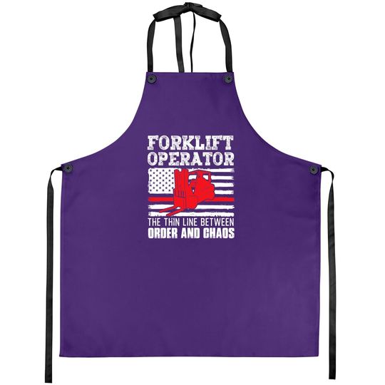 Forklift Operator The Thin Line American Flag Apron