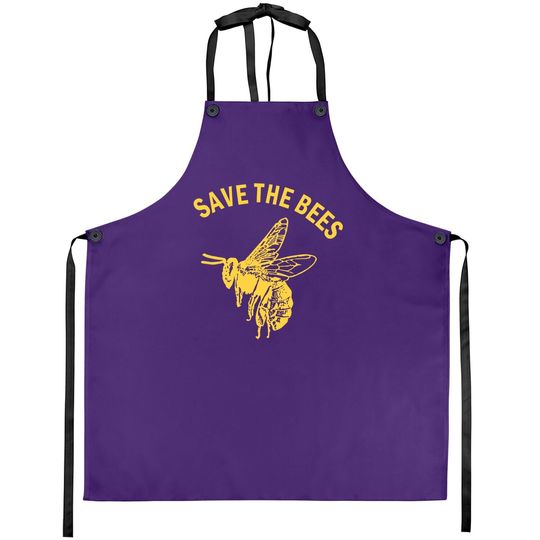 Save The Bees Apron Vintage Retro Graphic Yellow Casual Apron Tops
