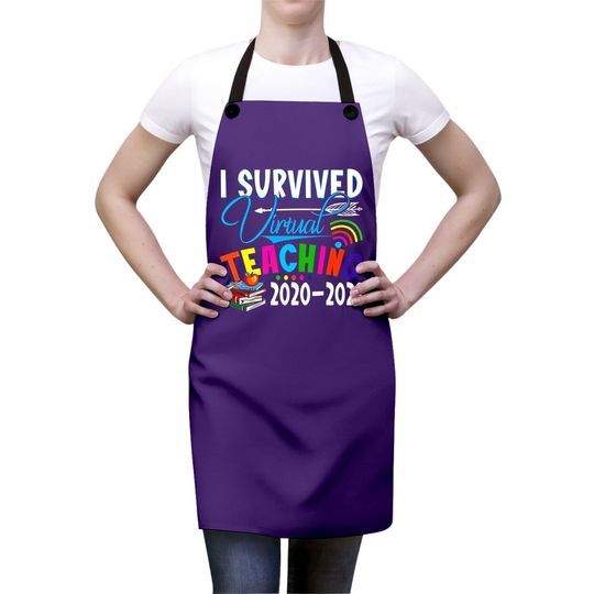Fashion Apron - Funny I Survived Virtual Teaching End Of Year Teacher Remote Gift Apron Short Sleeve