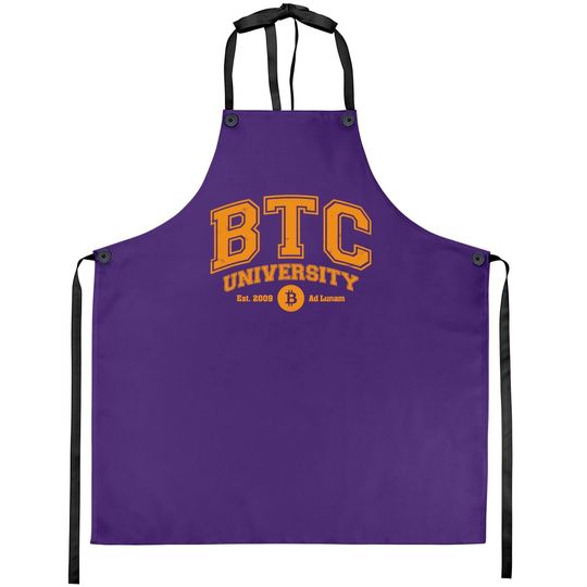 Btc University To The Moon, Funny Distressed Bitcoin College Apron