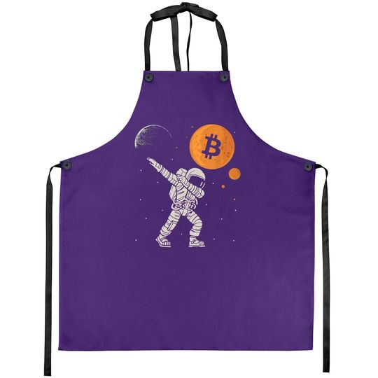 Bitcoin To The Moon Dabbing Astronaut Funny Hodl Btc Crypto Apron