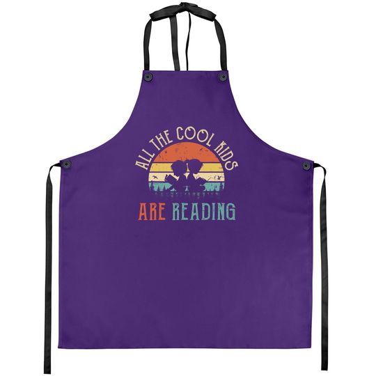All The Cool Are Reading Book Vintage Reto Sunset Apron
