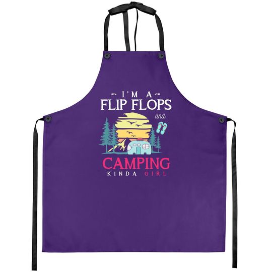 Funny Camper Girls Camp Flip Flops Retro Camping Apron