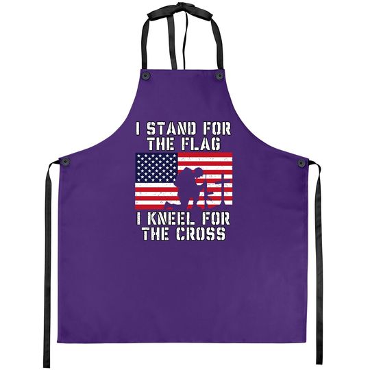 I Stand For The Flag I Kneel For The Cross Apron Patriotic Military