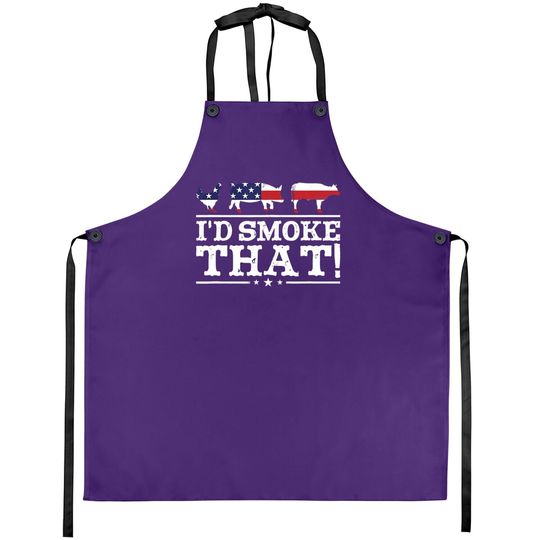 Funny Bbq Apron I'd Smoke That Meat Pitmaster Grill Gift Apron
