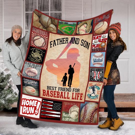 Father And Son Best Friends For Baseball Life Quilt