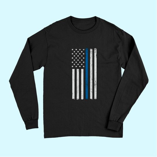 American Flag Thin Blue Line Police Support Lives Matter US Long Sleeves