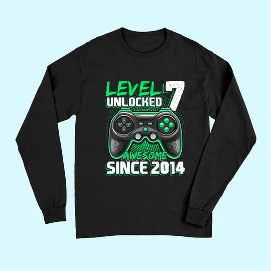 Level 7 Unlocked Awesome Video Game Gift Long Sleeves