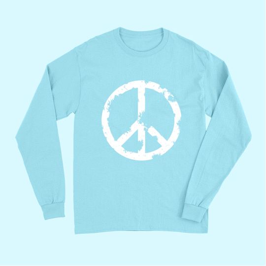 Distressed Hippie Peace Sign White Vintage Hippy Long Sleeves