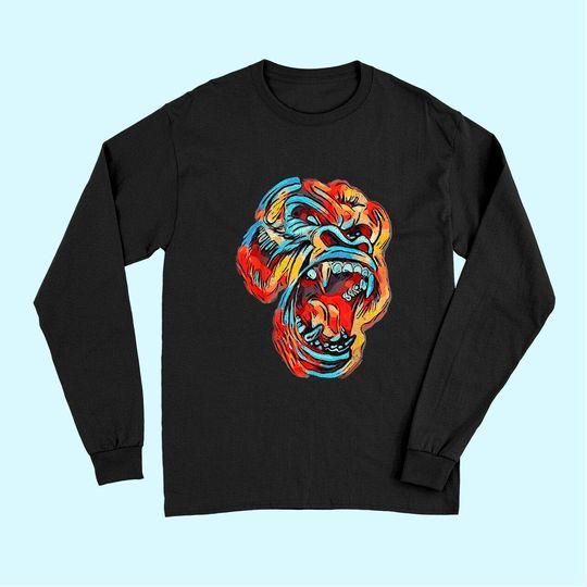 Colorful Silverback Gorilla Image Gorillas Picture Ape Long Sleeves