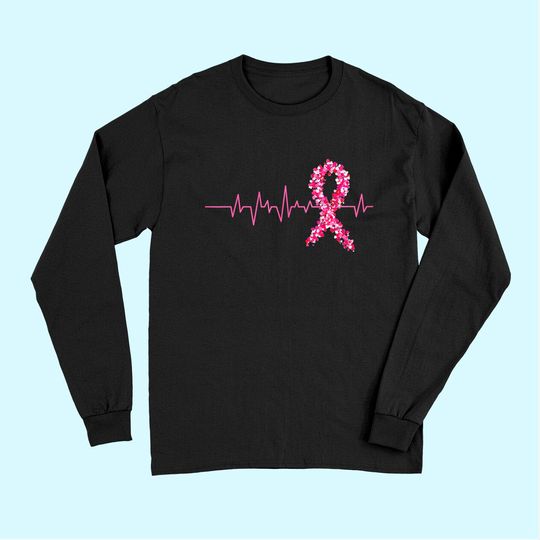 Pink Heartbeat Ribbon Breast Cancer Long Sleeves Warrior Women Long Sleeves