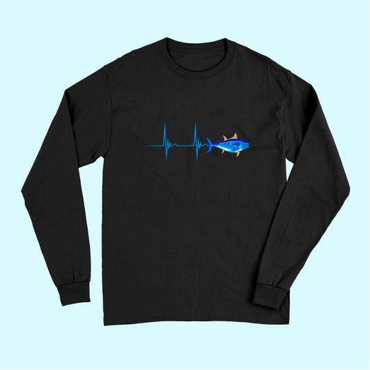 Bluefin Tuna Heartbeat EKG Pulseline Deep Sea Fishing Long Sleeves