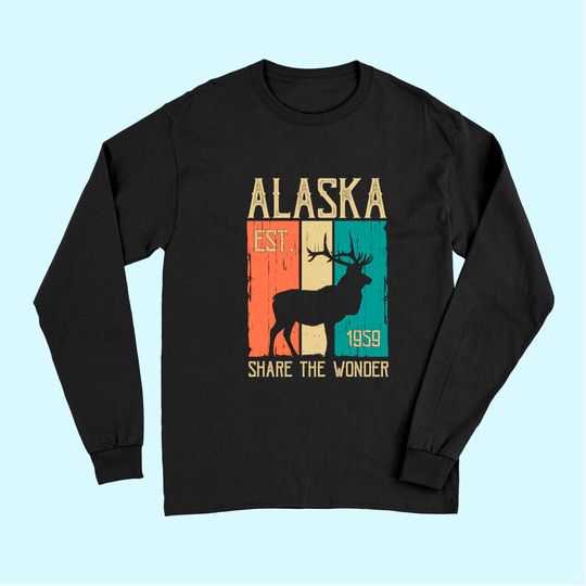 Vintage Sports Design Alaskan Elk for Alaska Day Long Sleeves