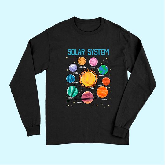 Solar System Planets Science Space Boys Girls STEM Kids Long Sleeves