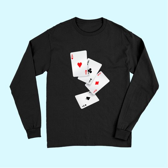Four Aces Poker Pro Lucky Player Winner Costume Hand Gifts Long Sleeves
