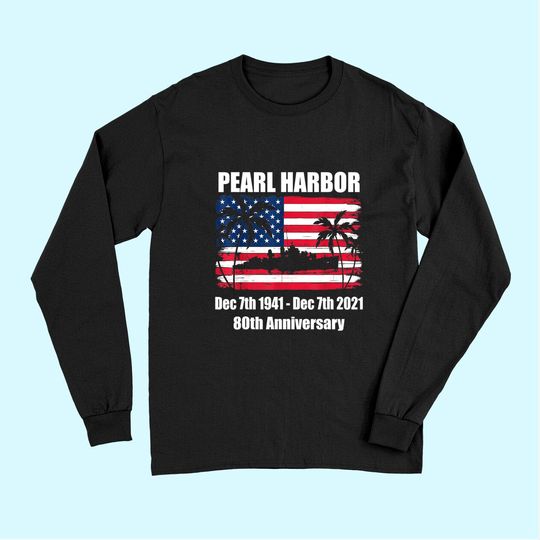Vintage Pearl Harbor 80th Anniversary Flag Long Sleeves