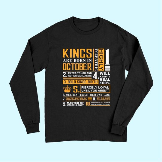 Kings are Born In October | King October Man Long Sleeves