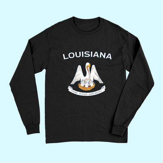 State Of Louisiana Flag Pelican La New Orleans Baton Rouge Long Sleeves