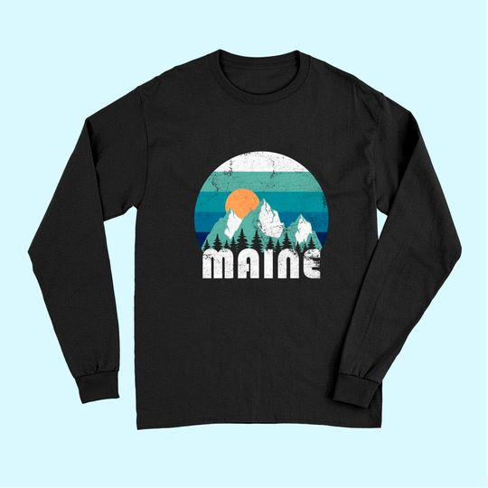 Maine State Retro Vintage Long Sleeves