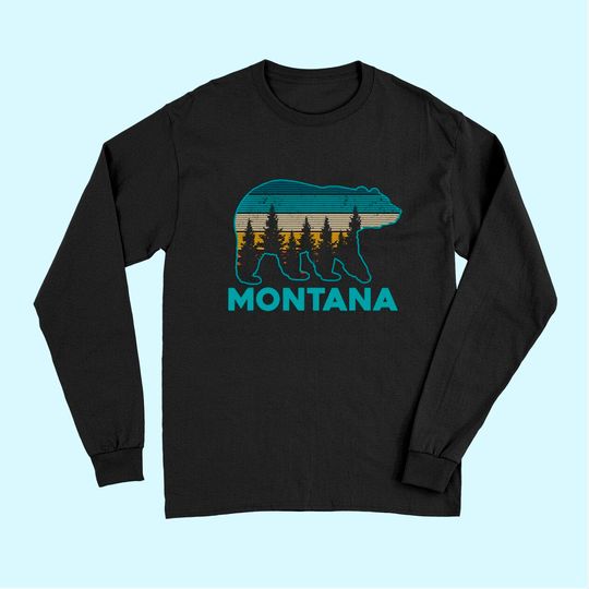Montana Vintage Grizzly Bear Nature Hiking Long Sleeves