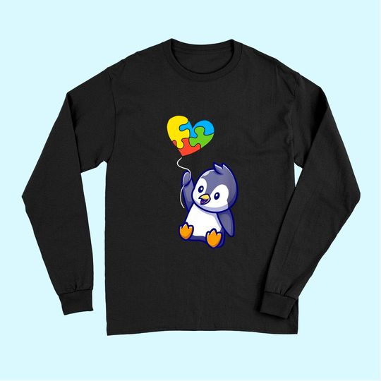 Penguin Autism Awareness Day Puzzle Piece Long Sleeves
