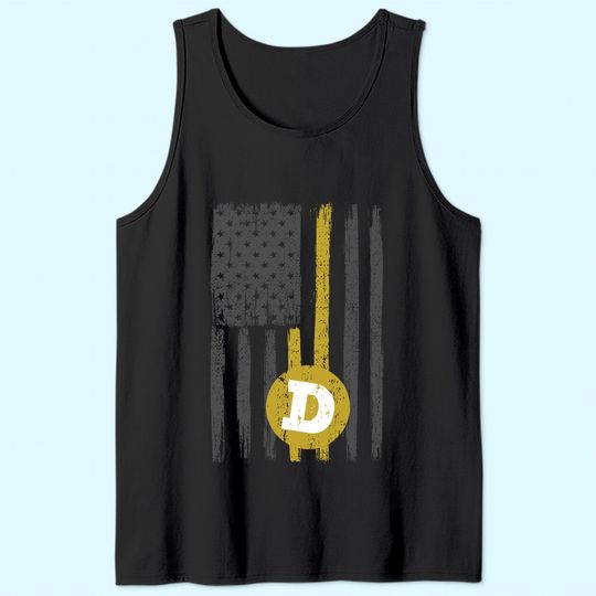 Dogecoin USA Flag To the Moon Distressed Vintage Lover Hodl Tank Top