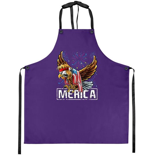 Merica Bald Eagle Mullet 4th Of July American Flag Patriotic Apron