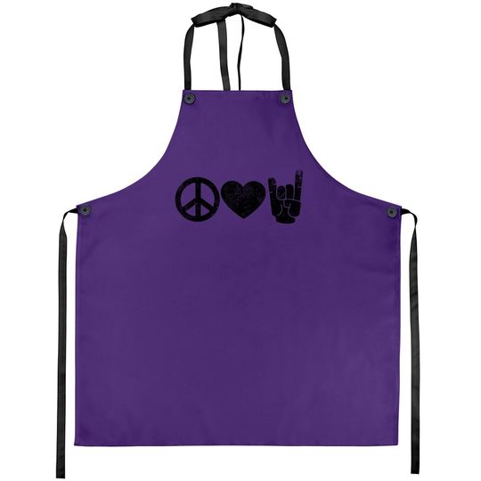 Peace Love Rock And Roll Apron