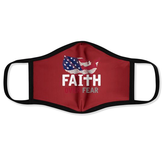 Faith Over Fear Patriotic Christian Usa Flag Lord Jesus Face Mask