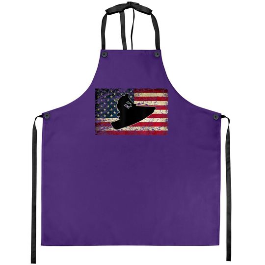 Jet Ski With American Usa Flag Jetski Clothes  apron