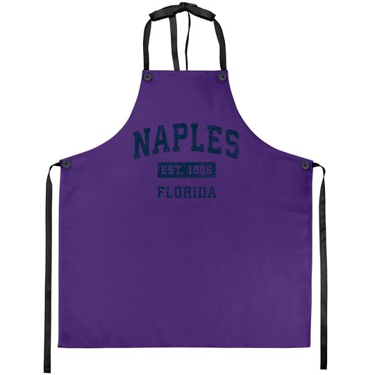 Naples Florida Fl Vintage Sports Design Navy Print Apron